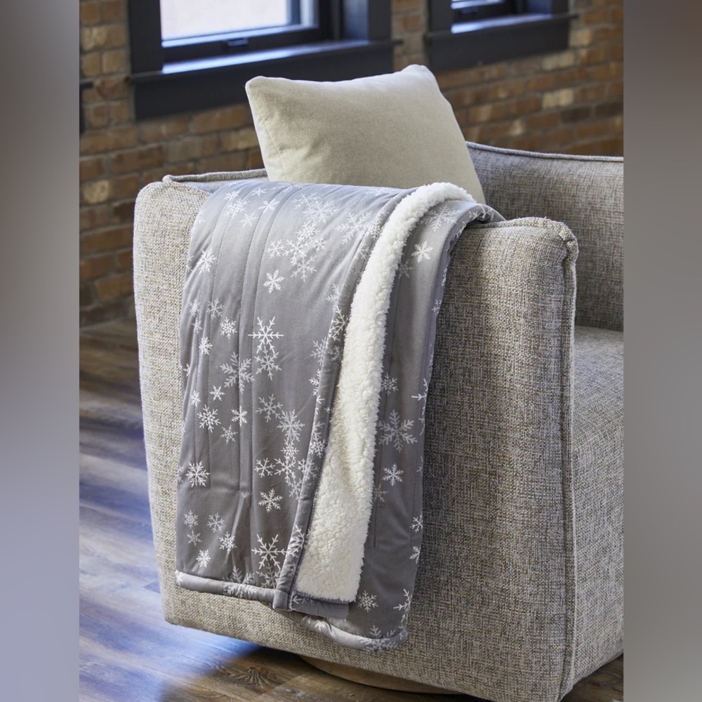 Heated Blanket Sunbeam Grey Snowflake